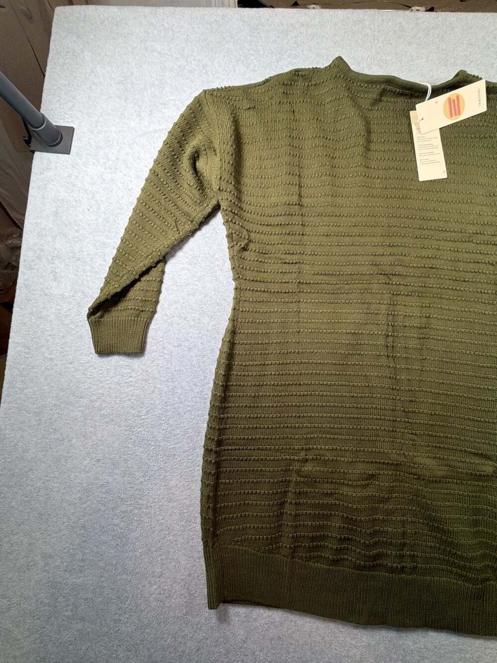 Dokotoo Women's Olive Green Textured Knit Pullover Sweater - Picture 4 of 7